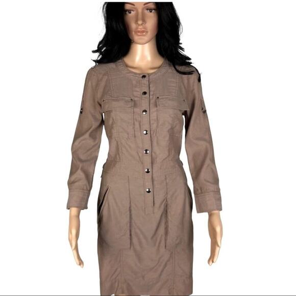 BCBGMaxAzaria Taupe Noah Utility Casual Dress XS - Picture 8 of 8
